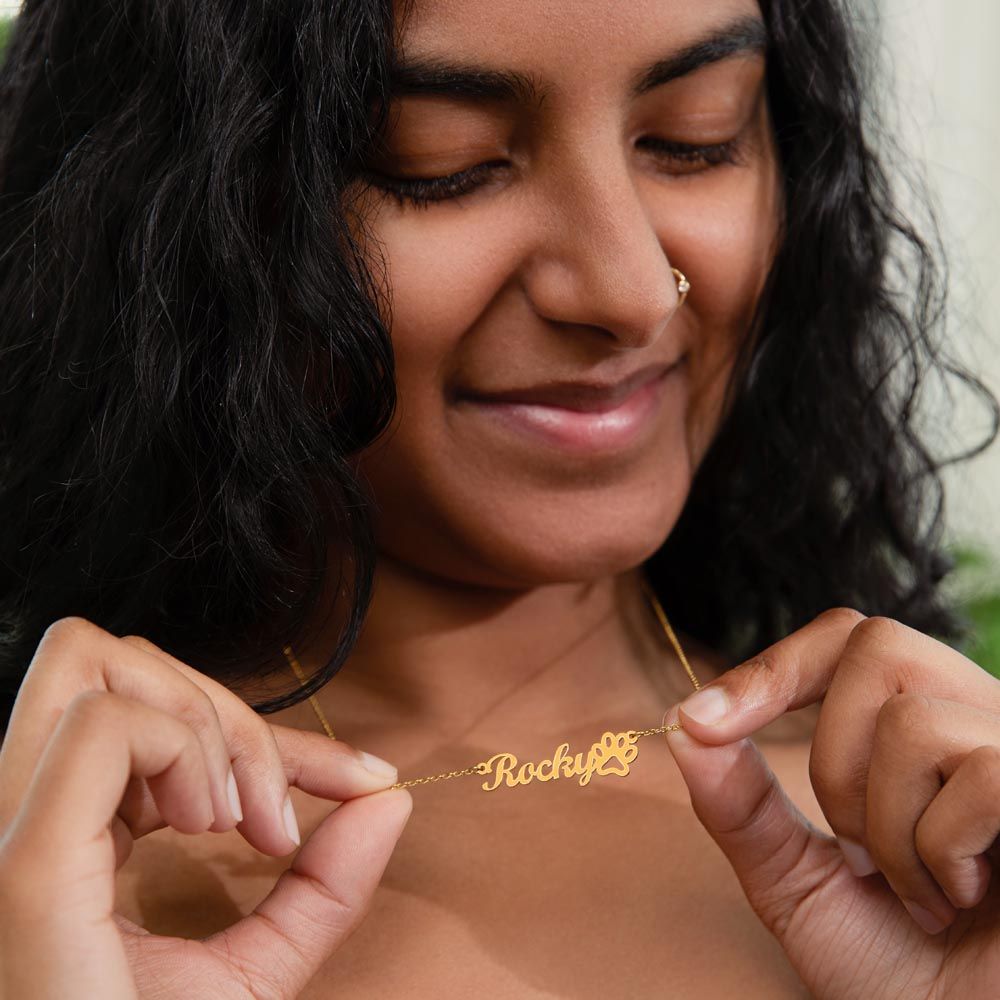 Name necklace & paw : Dog lover