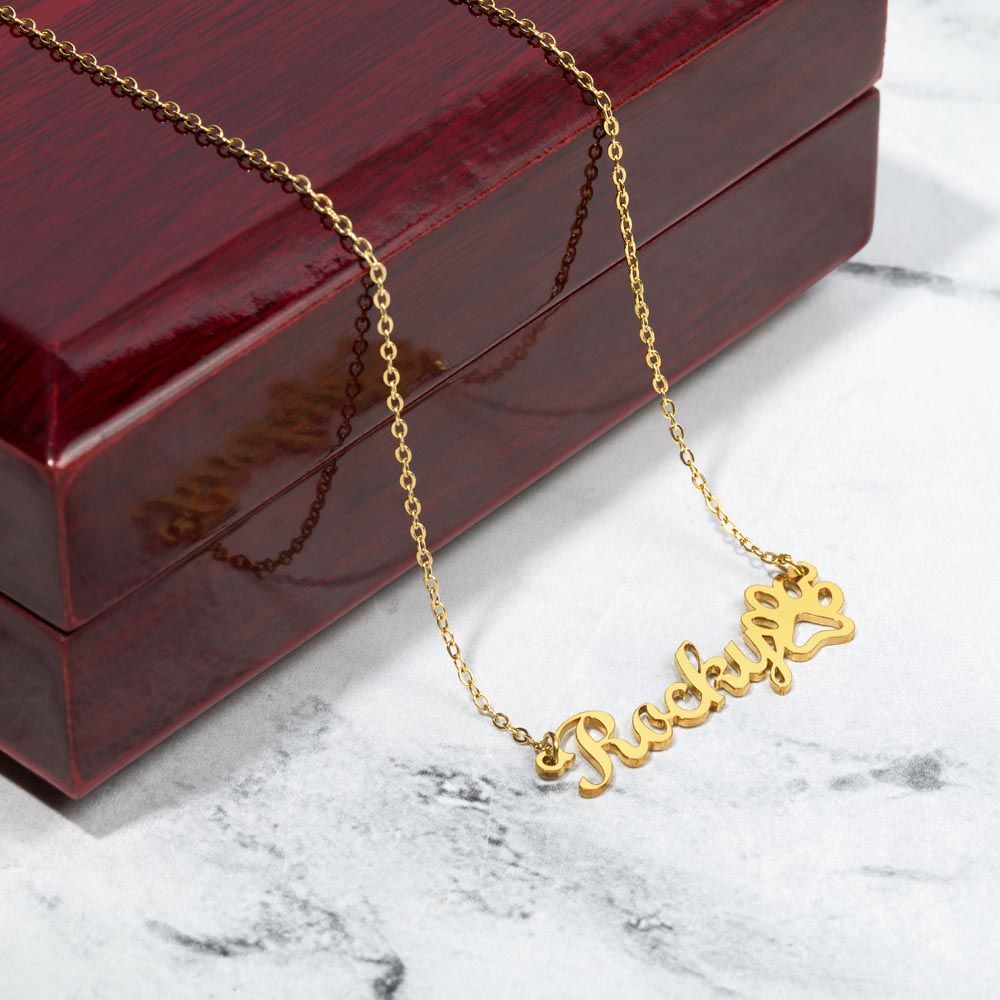 Name necklace & paw : Dog lover